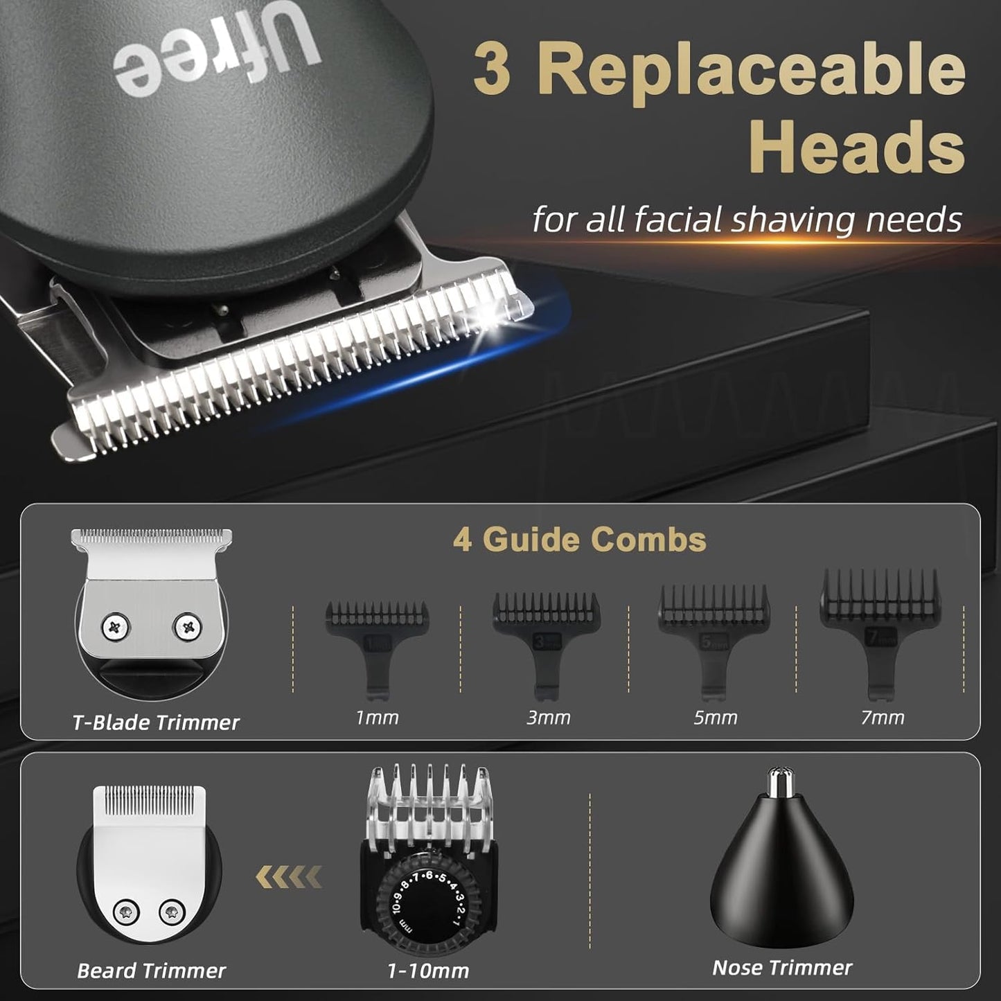Beard Trimmer for Men Professional with Hair Clippers, Barber Clippers and Trimmers Set, Electric Razor Shavers for Men, Cordless Mens Grooming Kit for Nose, Ear, Face, Hair, Gifts