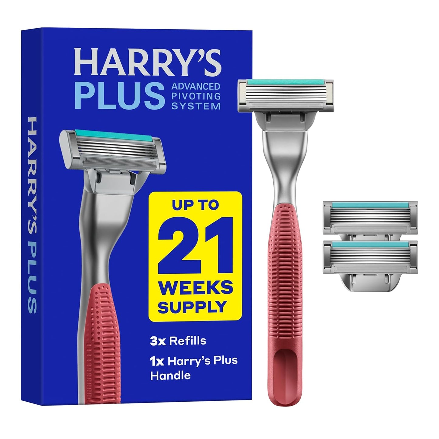 Razor Shaving Kit for Men - Premium Handle and 3 Razor Blade Cartridges - Advanced Pivoting System - Clay