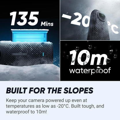 Insta360 X4 Ski Bundle - 8K Waterproof 360 Action Camera, 4K Wide-Angle Video, Invisible Selfie Stick, Removable Lens Guards, 135 Min Battery Life, AI Editing, No Micro SD Card