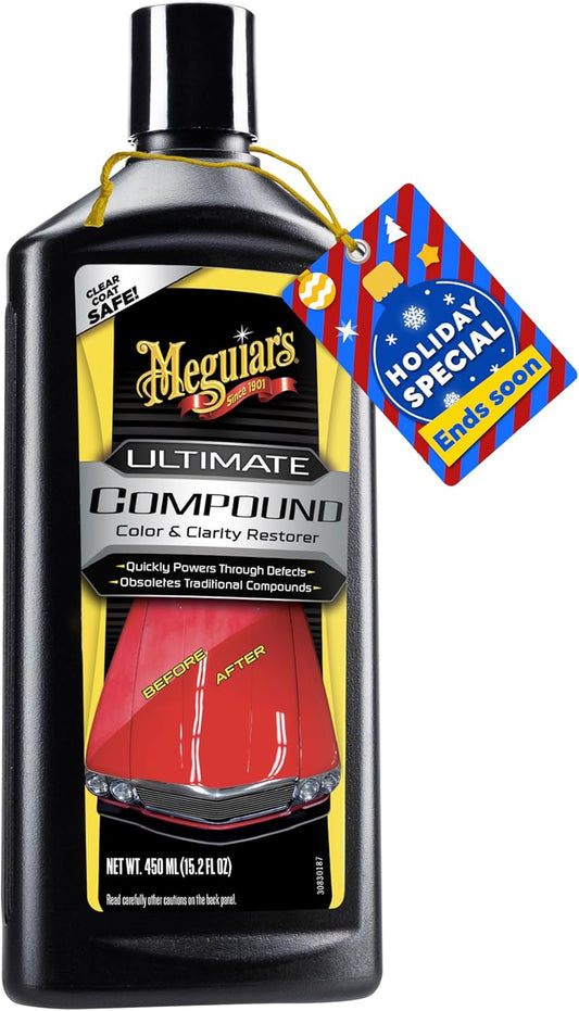 Meguiar’s Ultimate Compound, Pro-Grade Car Scratch Remover for Paint Correction, Removes Swirls and Defects (15.2 Oz)