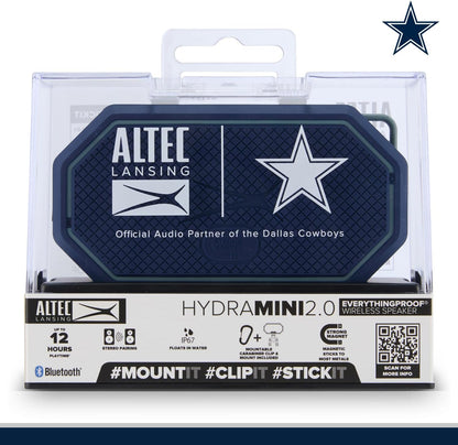 Altec Lansing x Dallas Cowboys - Draagbare Bluetooth-luidspreker HYDRAMINI 2.0, IP67 Waterdig, 8W Uitset, 12h Speeltyd, USB-C Vinnige Laai, Stemassistent-integrasie (Dallas Cowboys)