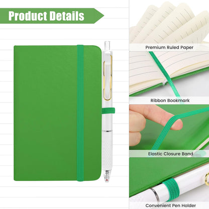 50 Sets Pocket Notebook Journals with Pens, A6 Mini Hardcover PU Leather Lined Notebooks 3.5 x 5.5 Inch College Ruled Notepad With Pen Holder for Office School Supplies, Rainbow Color