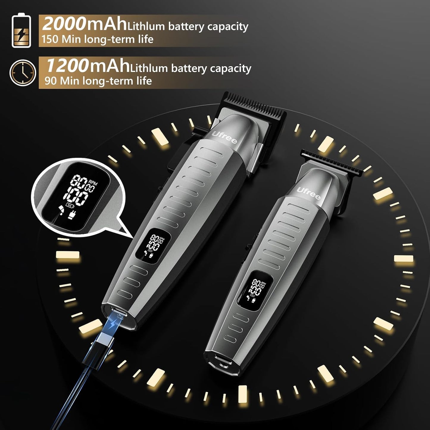 Professional Hair Clippers for Men, Clippers and Trimmers Set, Barber Clippers, Electric Beard Trimmer with Barber Bag, Gifts for Men