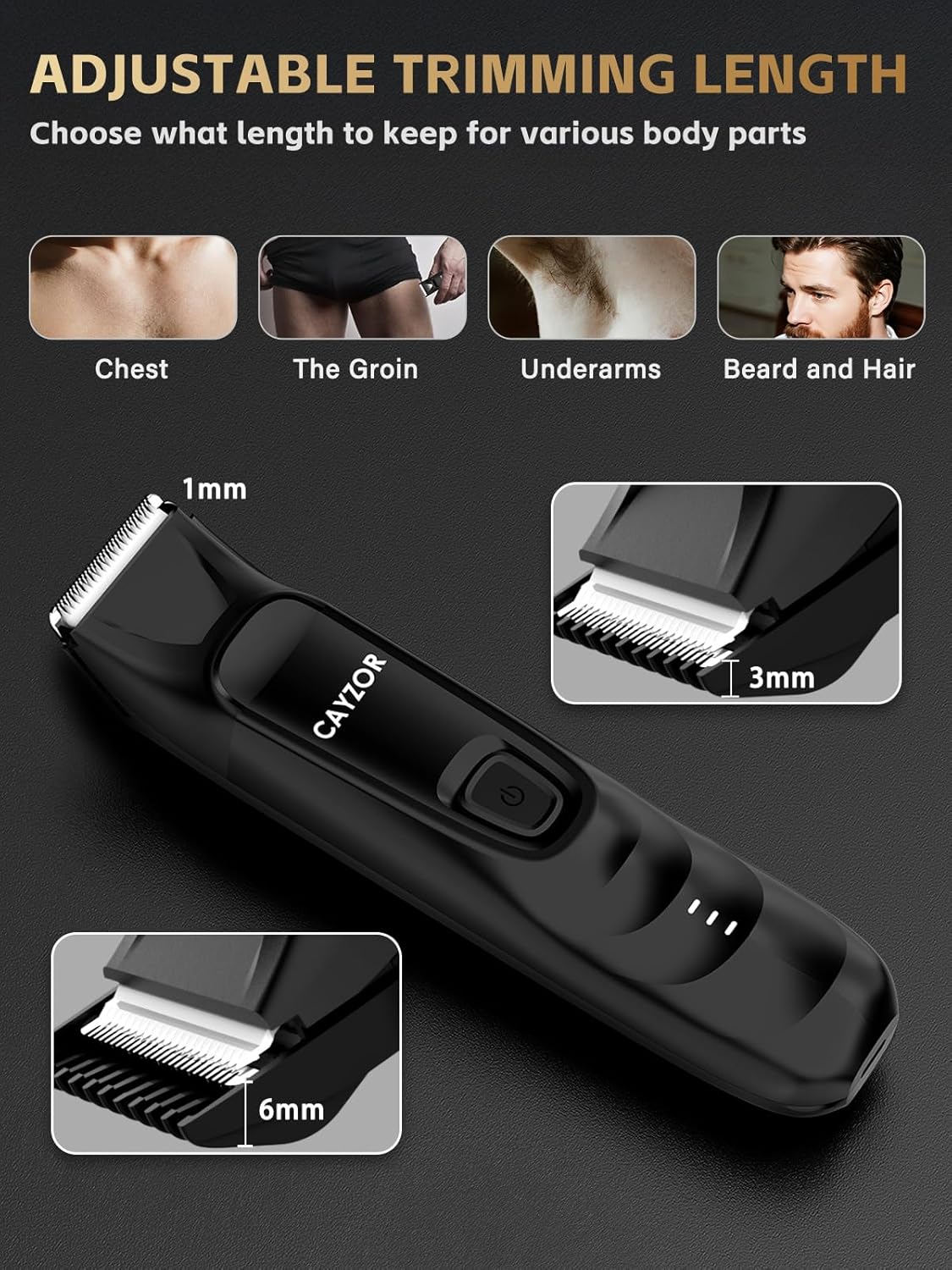 2-in-1 Body and Nose Hair Trimmer for Men - Portable Electric Razor for Men and Women, IPX7 Professional Electric Shavers for Ball, Groin, Pubic, Underarm, Nose, Ear, Beard, Head