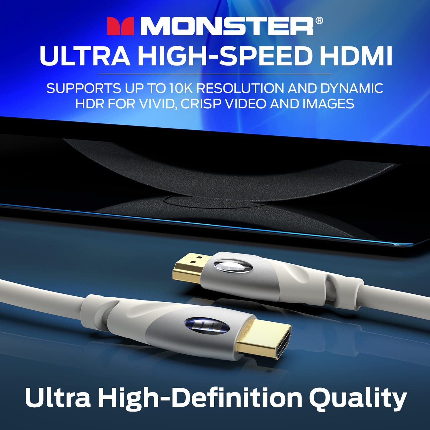 NUWE Monster HDMI-kabel 4k Ultra HD met Ethernet - Korrosiebestande 24k Roosegoud-kontakte en V-Grip-verbinding - HDMI-kabel vir PS3 en rekenaarmonitor - 1,8 M