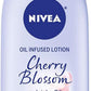 NIVEA Oil Infused Cherry Blossom and Jojoba Oil Body Lotion for Women, Fast-Absorbing and Non-Greasy Cherry Blossom Scented Lotion Moisturizes for 48 Hours, 16.9 Fl Oz Pump Bottle - (2PK)