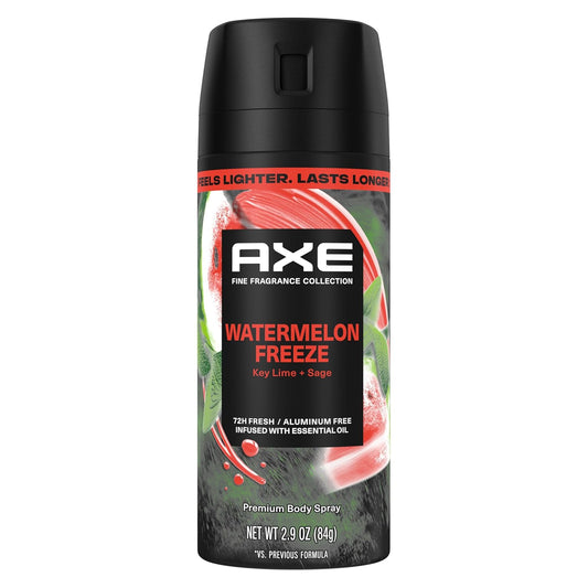AXE Fine Fragrance Collection Body Spray Watermelon Freeze 72 Hour Freshness Aluminum Free - 2.9 oz (Pack of 3)