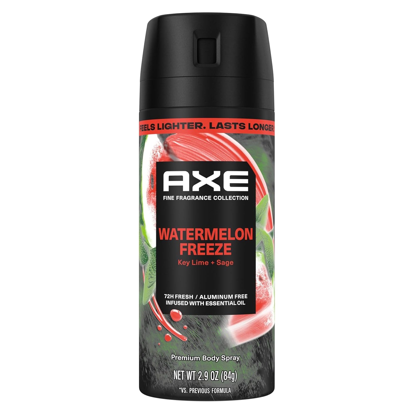 AXE Fine Fragrance Collection Body Spray Watermelon Freeze 72 Hour Freshness Aluminum Free - 2.9 oz (Pack of 3)