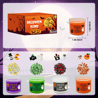Halloween Slime Kit Toys for Kids 4-12 PCS, Non Candy Treats Party Favors