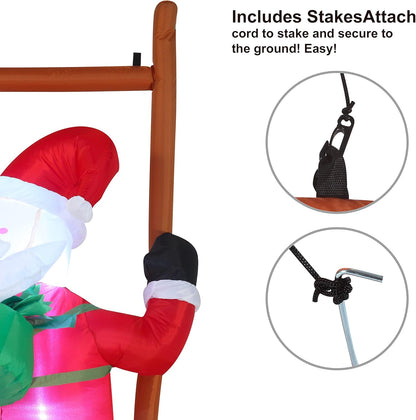 6 FT Christmas Inflatable Climbing Santa Decorations with Build-in LEDs