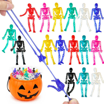 Halloween Goodie Bag Boo Basket Stuffers 36 PCS,Mini Stretchy Skeleton Toys