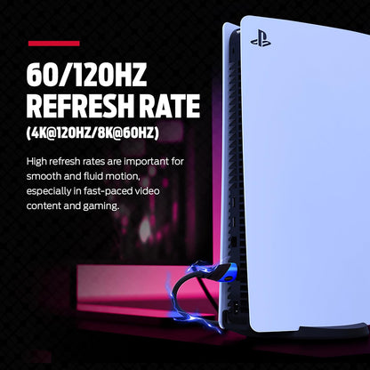 Monster 8K HDMI-kabel (2 VT) — 5 HDMI-kabel met 24K goue kontakte, 48 Gbps-spoed, 60/120 Hz verversingstempo, dinamiese HDR en eARC vir voortreflike beelde en klank