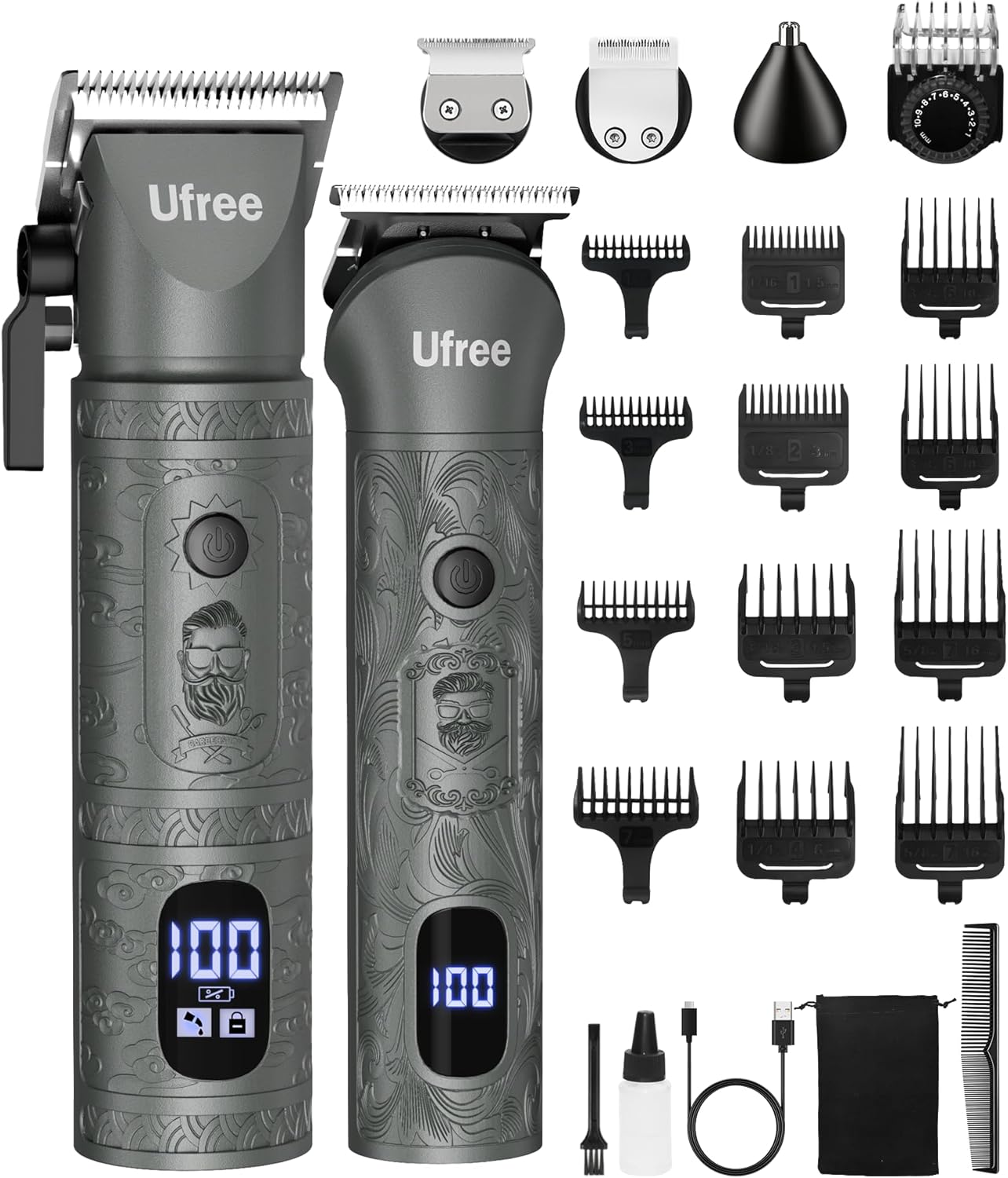 Beard Trimmer for Men Professional with Hair Clippers, Barber Clippers and Trimmers Set, Electric Razor Shavers for Men, Cordless Mens Grooming Kit for Nose, Ear, Face, Hair, Gifts