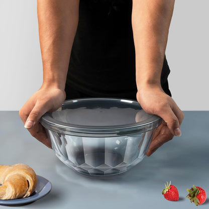 Glasmengbakke met Dekselstelle, 5-stukke Dik Glas-inmekaarpasbakke vir Kombuisbak, Maaltydvoorbereiding, BPA-vry, Skottelgoedwasser Veilig, 0.5/0.8/1.6/2.7/4.4 Qt