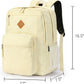 26L Backpack for School, College, and Travel: Water Resistant Bookbag with 8 Compartments - Beige