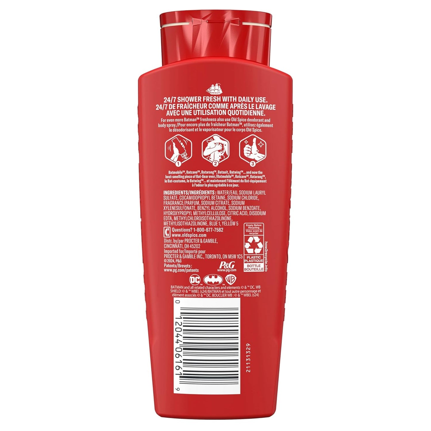 Old Spice Body Wash for Men 3X Defense, 24/7 Shower Fresh with Lasting Scent, Cleansing 2-in-1 Body & Face Wash (Black Cherry and Nightfall Scent) 24 oz