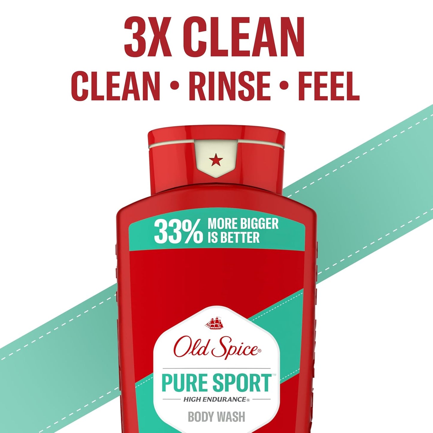 Old Spice Refreshing Body Wash for Men, High Endurance, 3X Defense, 24/7 Shower Fresh - Pure Sport Scent  (Pack of 2)