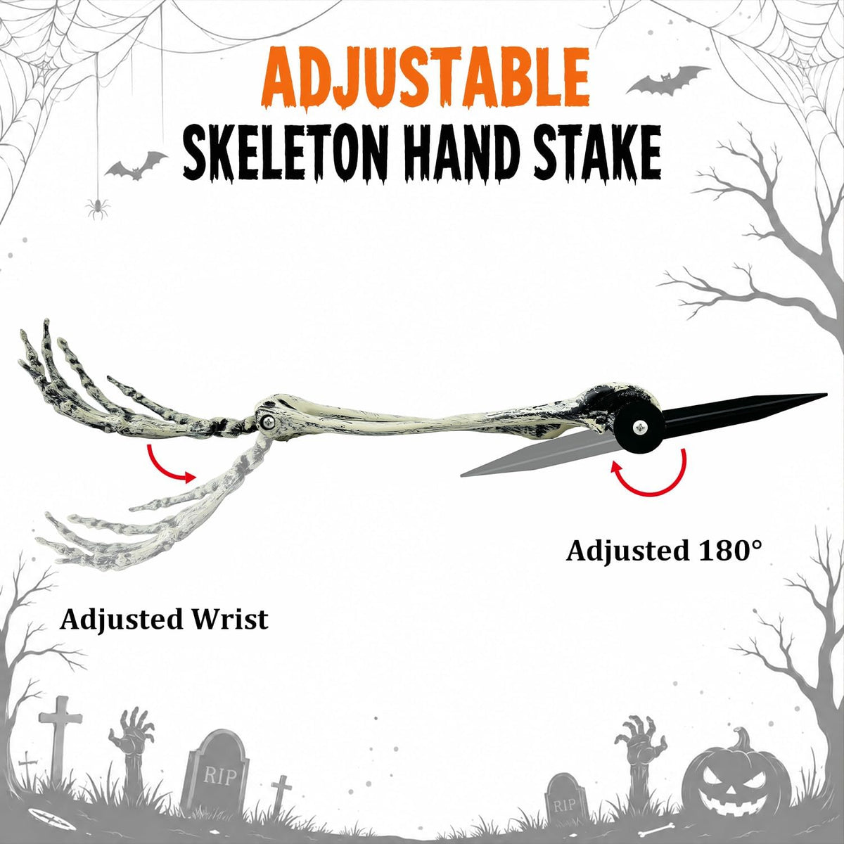 12PCS Realistic Skeleton Hands Stakes, Halloween Outdoor Yard Lawn Decor