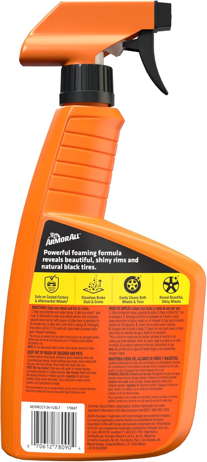 Armor All Extreme Wheel and Tire Cleaner, Spuit vir Skoonmaak van Motorwiele (709 ml)