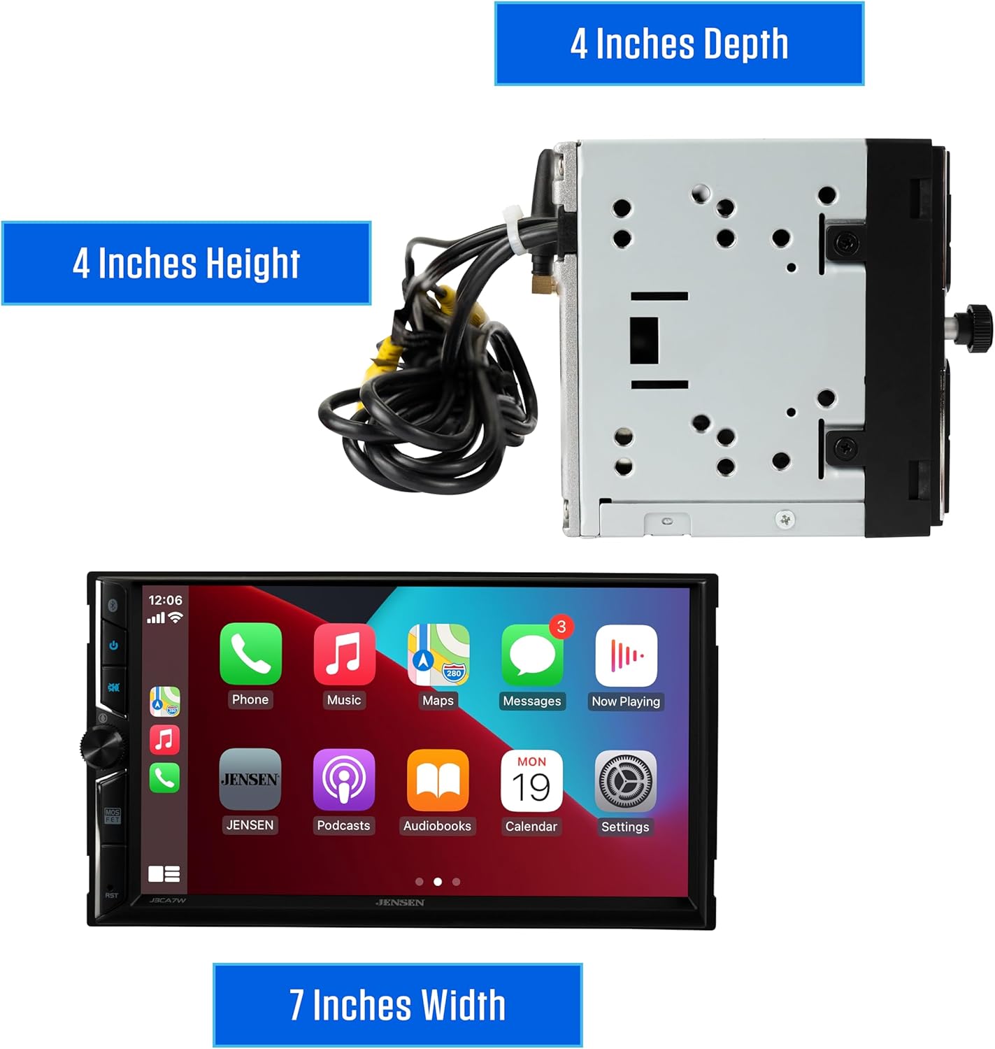 Double DIN  7"  Apple CarPlay Android Auto Wired or Wireless Touchscreen Car Stereo Radio Bluetooth Backup Camera Input
