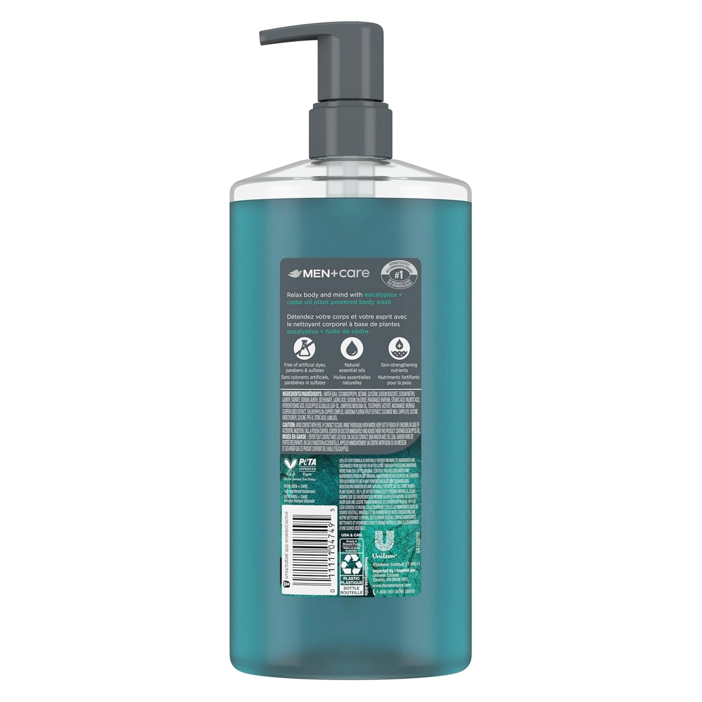 DOVE MEN CARE Moisturizing Body Wash Eucalyptus & Cedar Oil Plant-Based (26oz) - 2PK