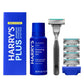 Starter Shaving Kit for Men - Premium Handle, 5 Razor Blade Cartridges, 2 oz Foaming Shave Gel & Travel Cover, Advanced Pivoting System - Onyx