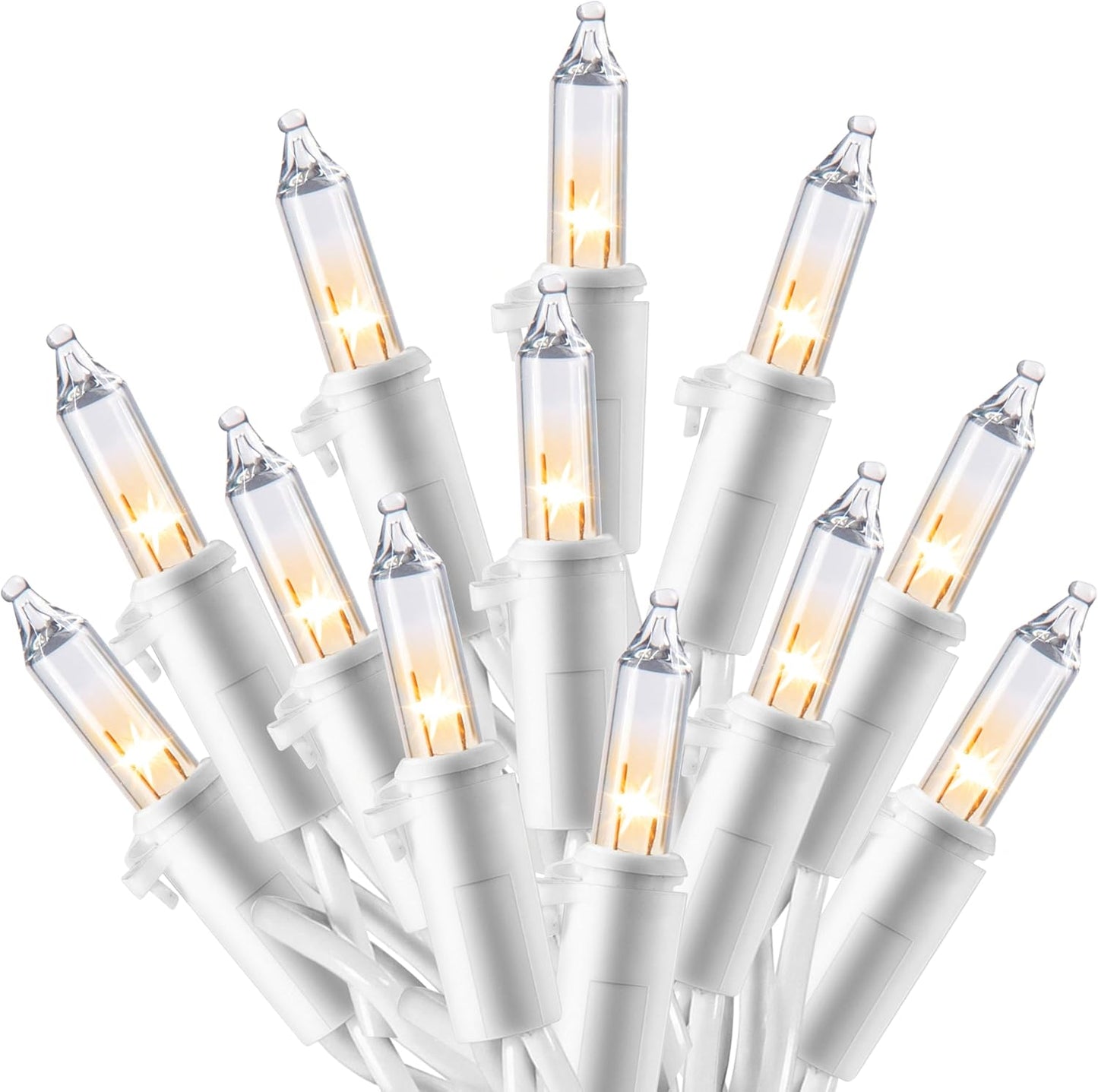 Christmas String Lights, 100CT Mini Warm Fairy Light,21.5FT Lighting Decor - White Wire