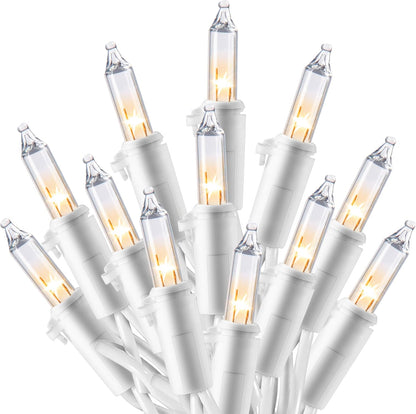Kersfees Snaarliggies, 100CT Mini Warm Feetjie Lig, 21.5FT Beligtingsdekor - Wit Draad