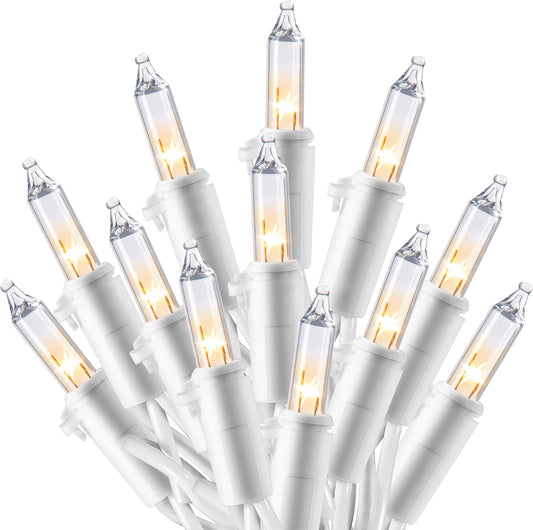 Kersfees Snaarliggies, 100CT Mini Warm Feetjie Lig, 21.5FT Beligtingsdekor - Wit Draad