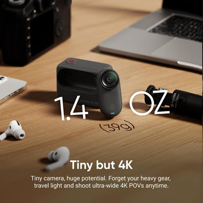 Insta360 GO 3S - 64 GB Black 4K Tiny Portable Vlogging Camera, Hands-Free POVs, Mount Anywhere, 140 Min Battery Life, 10m Waterproof, Pet POV