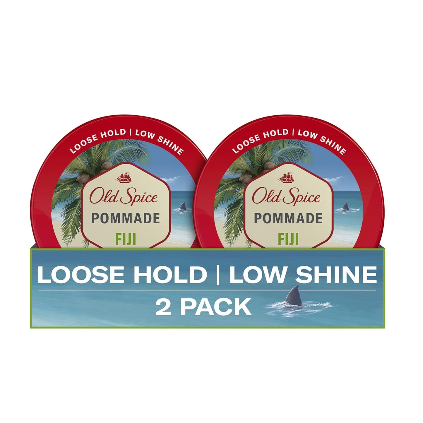 Old Spice Hair Fiji Pomade for Men, Loose Hold, Low Shine, Hair Styling (Twin Pack)