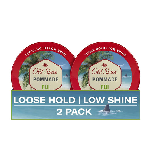 Old Spice Hair Fiji Pomade for Men, Loose Hold, Low Shine, Hair Styling (Twin Pack)