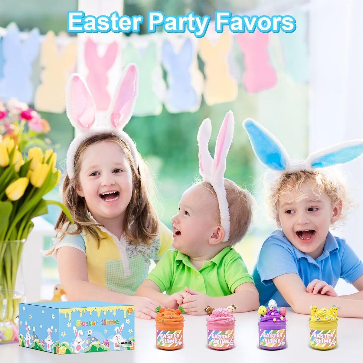 Bulk Easter Slime Party Favors 8 PCS, Easter Basket Stuffers for Kids 8-12