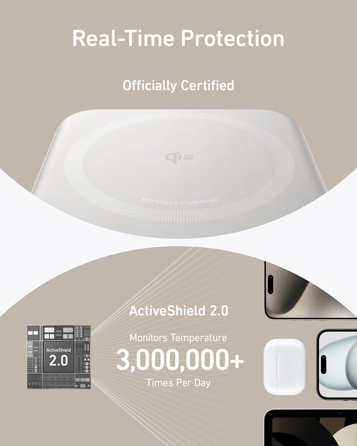 MagGo Power Bank, Qi2 Certified 15W Ultra-Fast MagSafe-Compatible Portable Charger, 10,000mAh Battery Pack with Smart Display and Foldable Stand- White