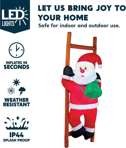 6 FT Christmas Inflatable Climbing Santa Decorations with Build-in LEDs