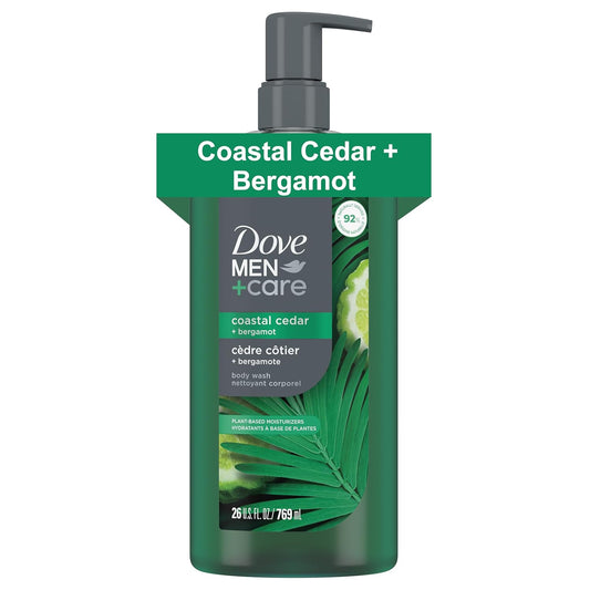 DOVE MEN + CARE Body Wash Coastal Cedar & Bergamot Plant-Based Moisturizing Body Wash for Men (26oz) - 1PK