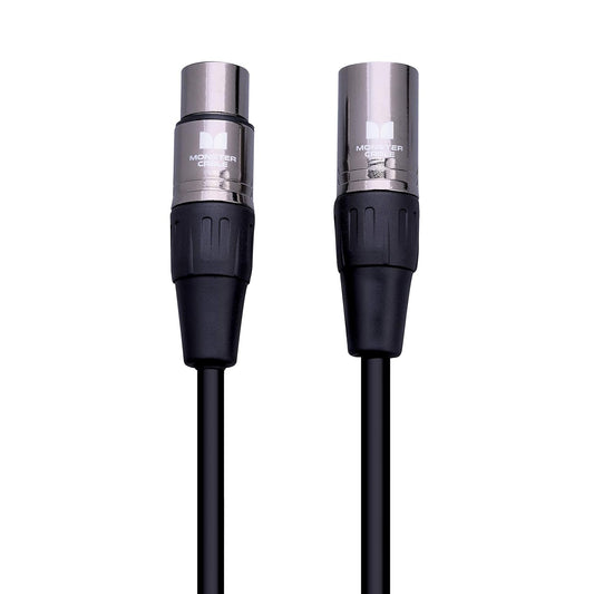 Monster Prolink Classic Mikrofoonkabel. 5 voet Silwer Kontak XLR-kabels. Mikrofoonkabel met MultiTwist-konstruksie. 95% Koper Gevlegte Skildkabel.
