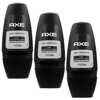 Axe Dark Temptation Roll-on Deodorant Long Lasting Protection - Black - 1.7 FL OZ (Pack of 3)