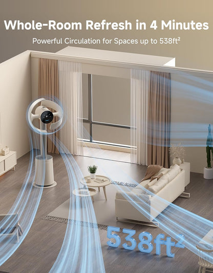 Bladeless Tower Fan MF10 w/ 270° Spatial Airflow Smart Standing Fan Circulation, 59ft/s High Velocity, 10 Speeds 3 Modes, Temperature-Adaptive Airflow - (Beige)
