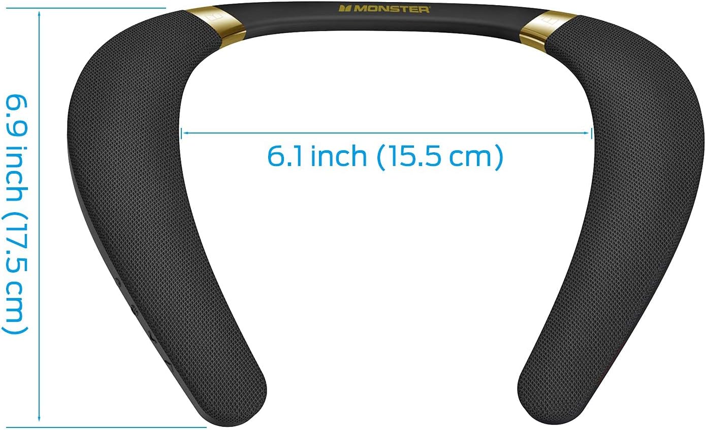 Monster Boomerang Neckband Bluetooth Speaker, Neck Wireless Wearable Speaker with 12H Playtime, True 3D Stereo Sound, Portable Soundwear, IPX7 Waterproof, for Home Sport Outdoor