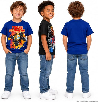 Transformers Boys 2 Pack Cotton Tee Optimus Prime Bumblebee Shirts