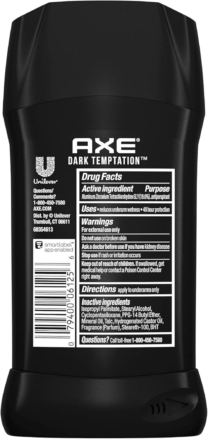 Men AXE Dry Dark Temptation Invisible Solid Anti-Perspirant & Deodorant Stick Deodorant Stick - 2.7 oz (Pack of 2)