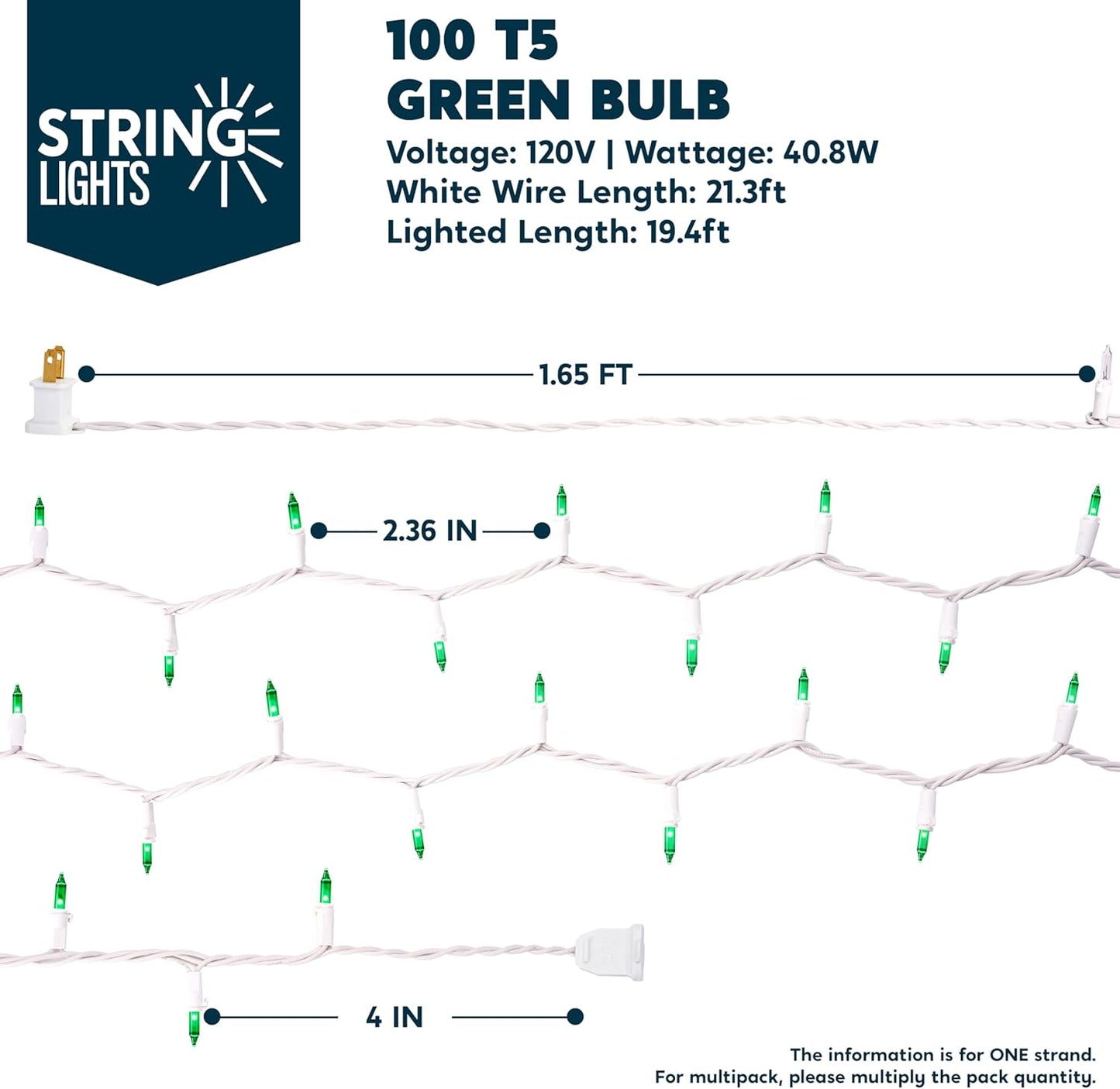 Kersfees Snoerliggies Binnenshuis 100ST Mini Groen Liggie 6.5M Beligtingsdekor - Wit Draad
