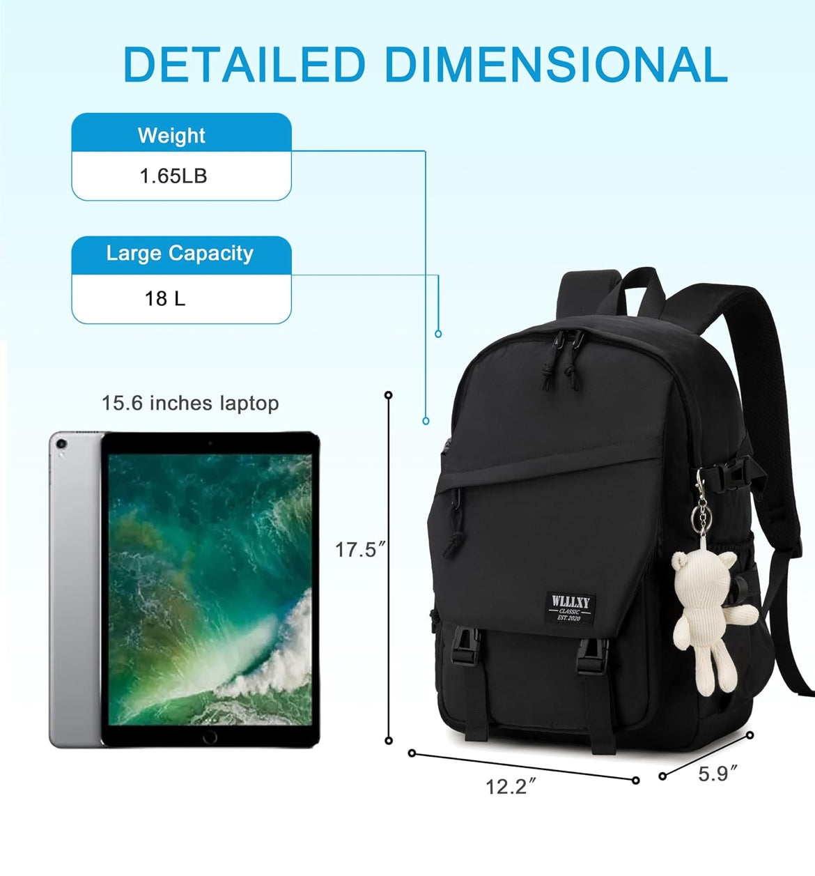 Laptop Backpack for Women, 15.6 Inch Work Laptop Bag Anti Theft Travel Backpacks Large School Bags Bookbag Casual Daypack Computer Bookbags for Teens Girls Students Black