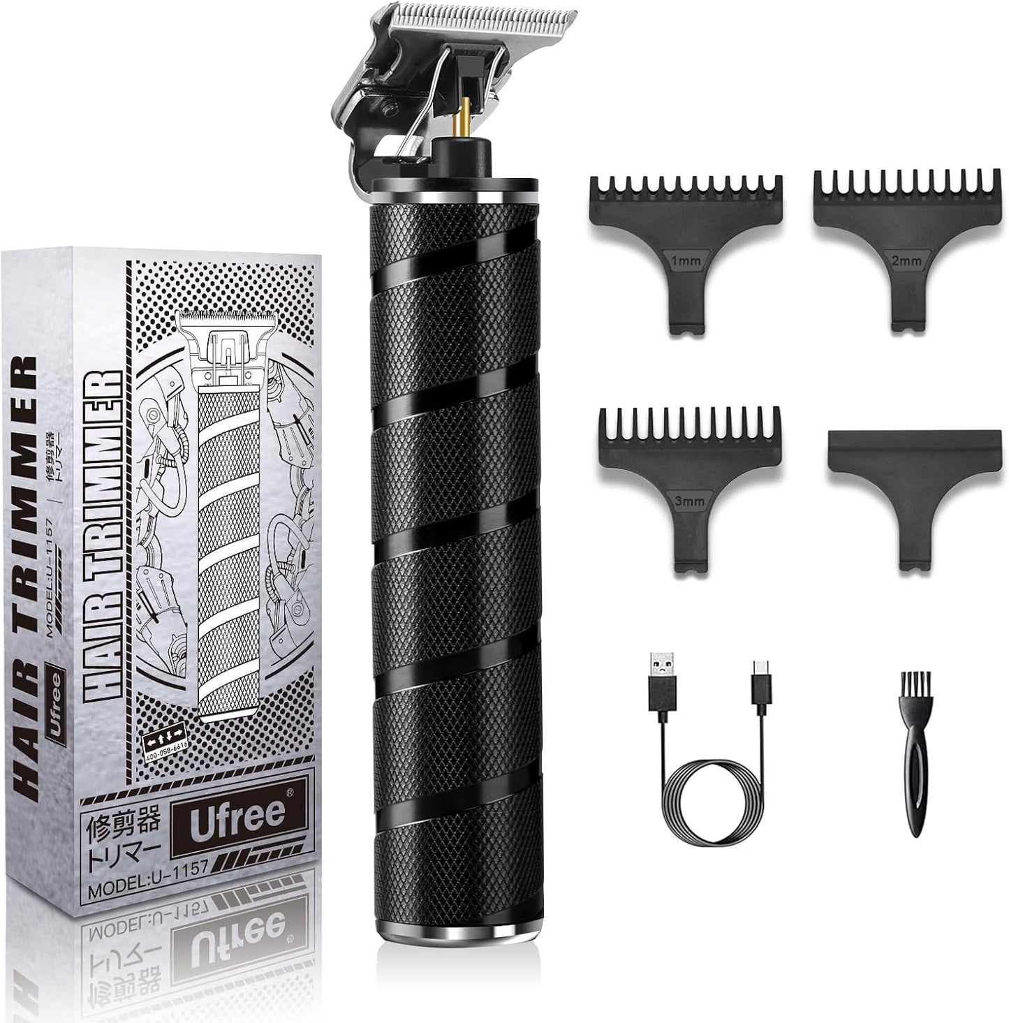 Mens Beard Trimmer, Zero Gapped T Blade Liners, Cordless Hair Clippers, Electric Razor Shavers for Men, Grooming Kit for Hair Cutting, Gifts for Men(Black)