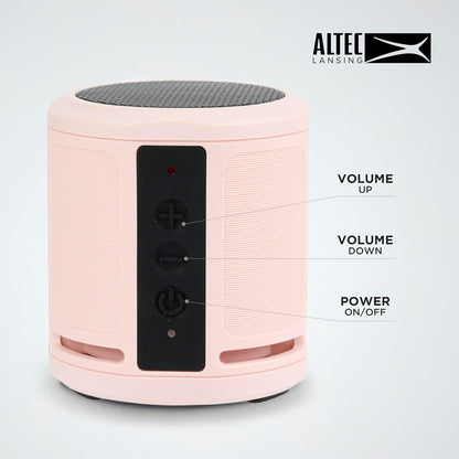 Altec Lansing HydraMicro - Waterdigte Bluetooth-luidspreker, Liggewig en Draagbare Luidspreker vir Reis en Buiteluggebruik, Petal Pink