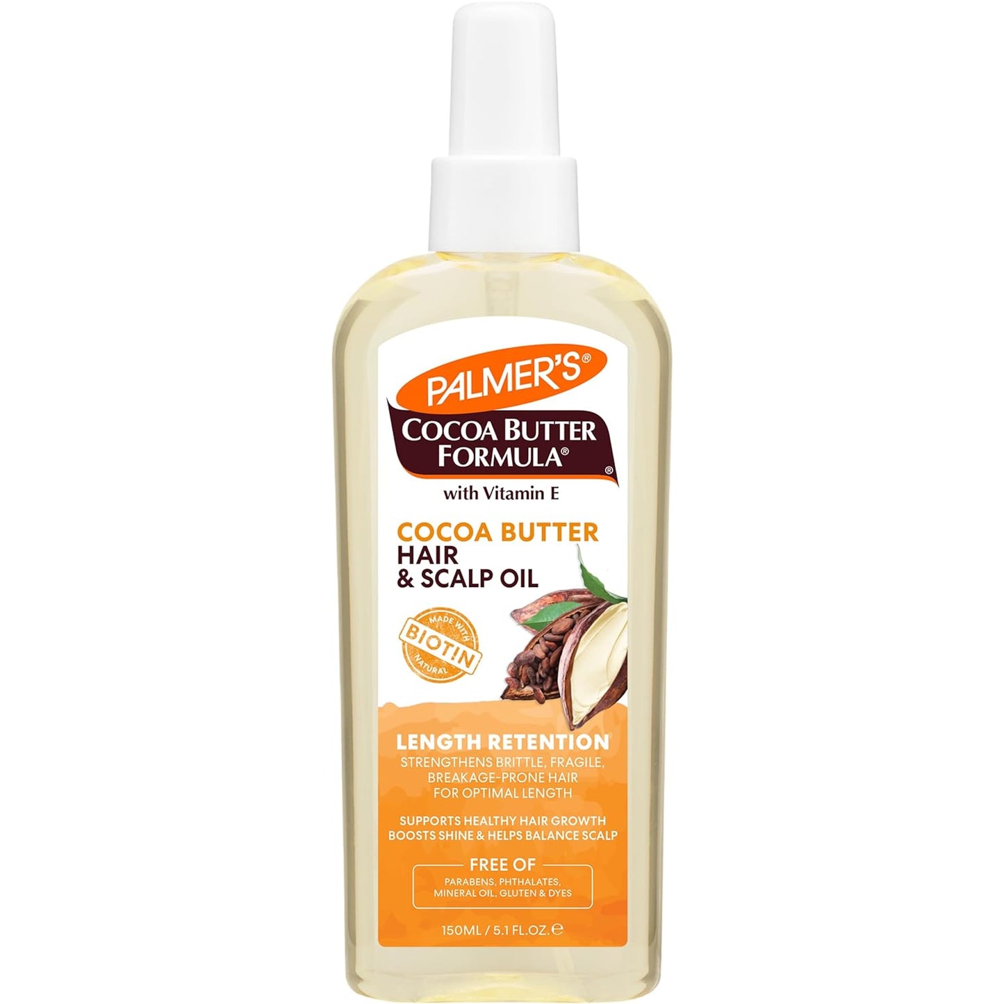 Palmer's Cocoa Butter & Biotin Length Retention Hair and Scalp Oil, 5.1 oz (Packaging May Vary)