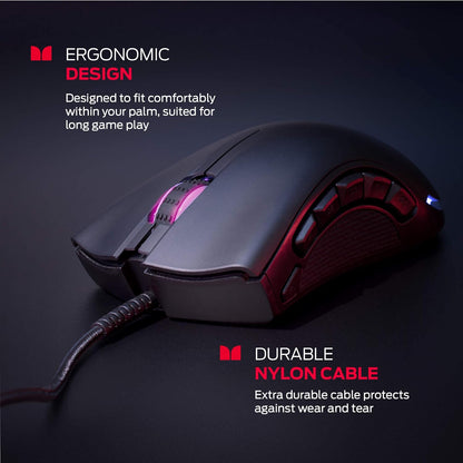 Monster Alpha 9.0 RGB Wired Gaming Mouse, Customizable Buttons, Programmable LED Lighting, True 16,000 Adjustable DPI, Ergonomic Optical PC Gaming