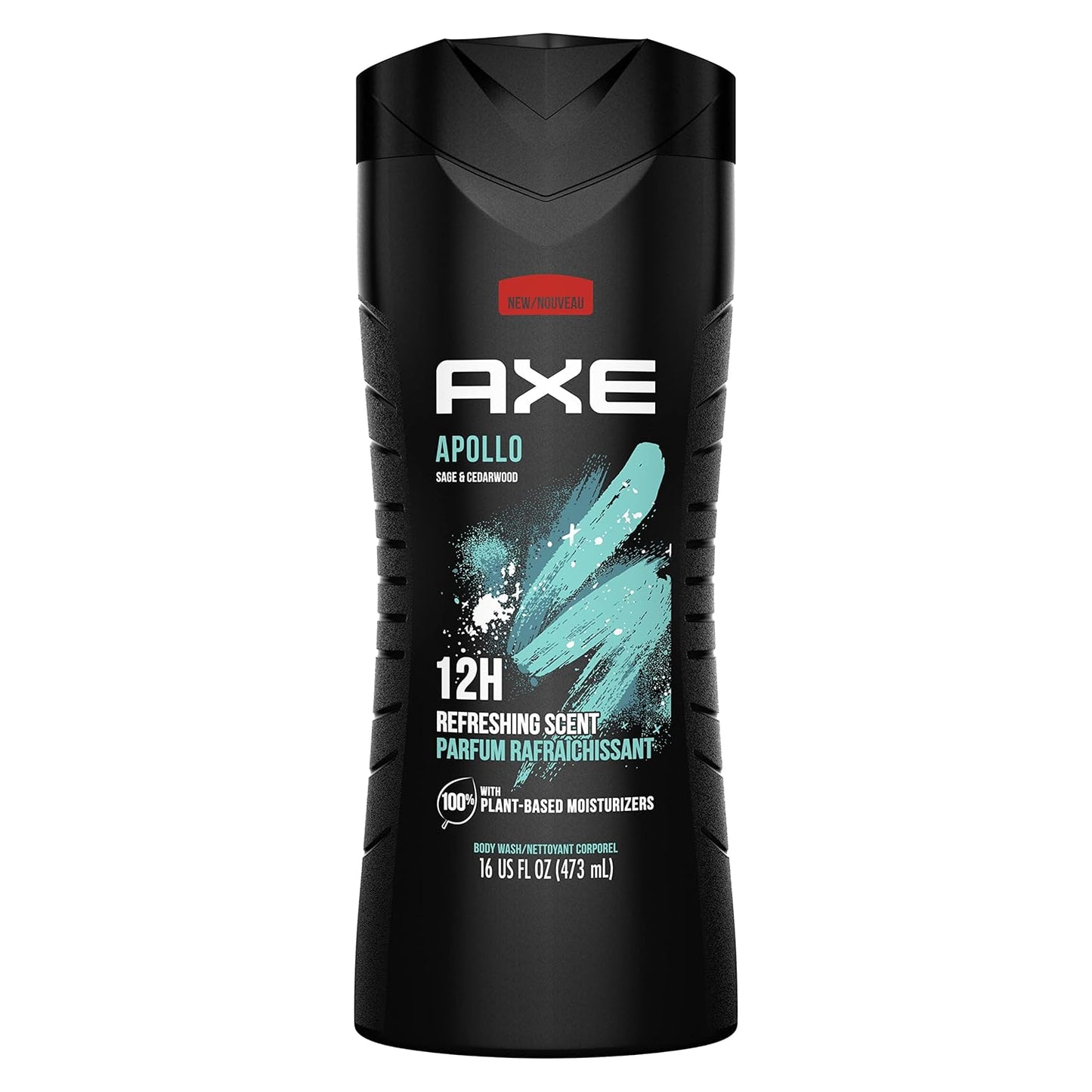 AXE Body Wash for Long Lasting Freshness Apollo Sage and Cedarwood Men's Body Wash with Odor-Busting Prebiotics - 16 oz (Pack of 2)