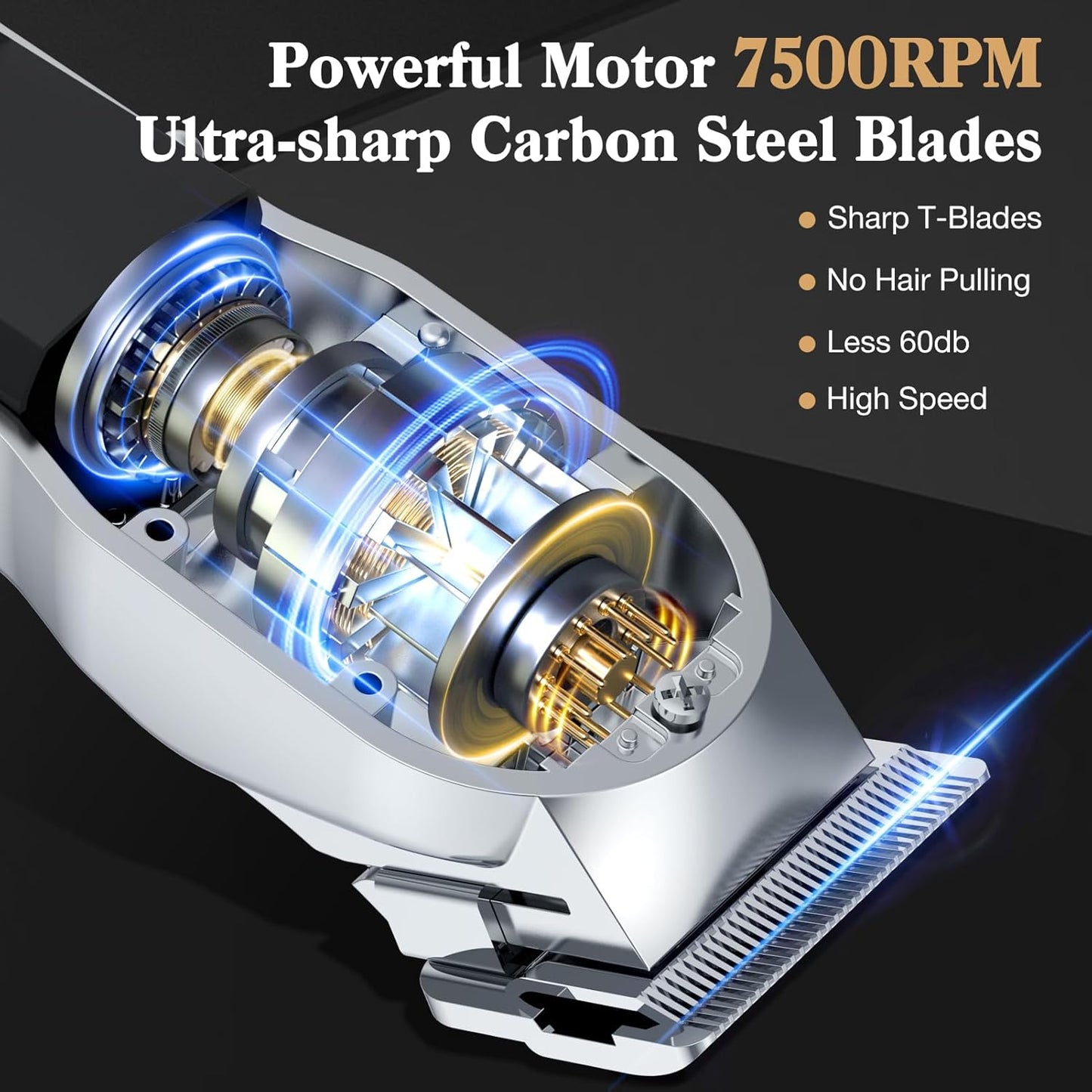 Hair Clippers for Men Professional, Barber Clippers and Trimmers Set, Cordless Hair Clippers for Hair Cutting Kit with LED Display, Electric Hair Trimmer, Gifts for Men, Silver